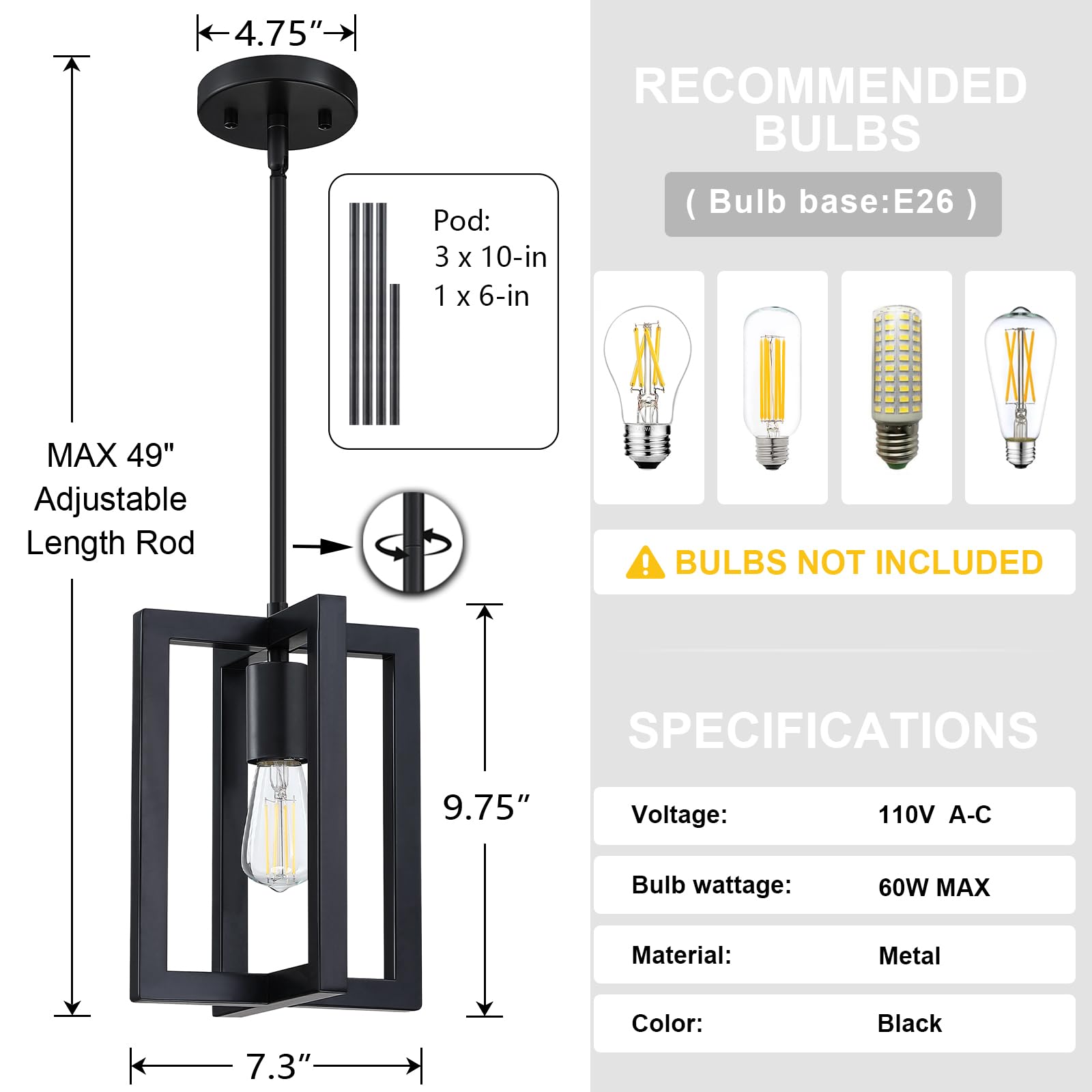 Dolaimy House 3 Pack 1 Light Hanging Industrial Kitchen